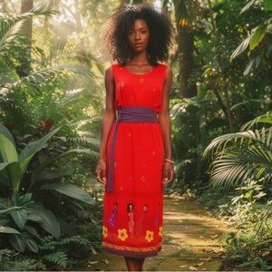 1980s Novelty Print Vintage Batik Sundress R & k Originals Maxi Shift Dress